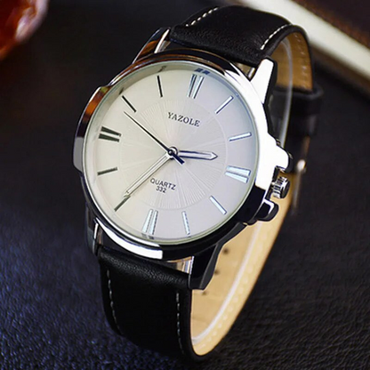 Luxurious Blue Glass Leather Watch