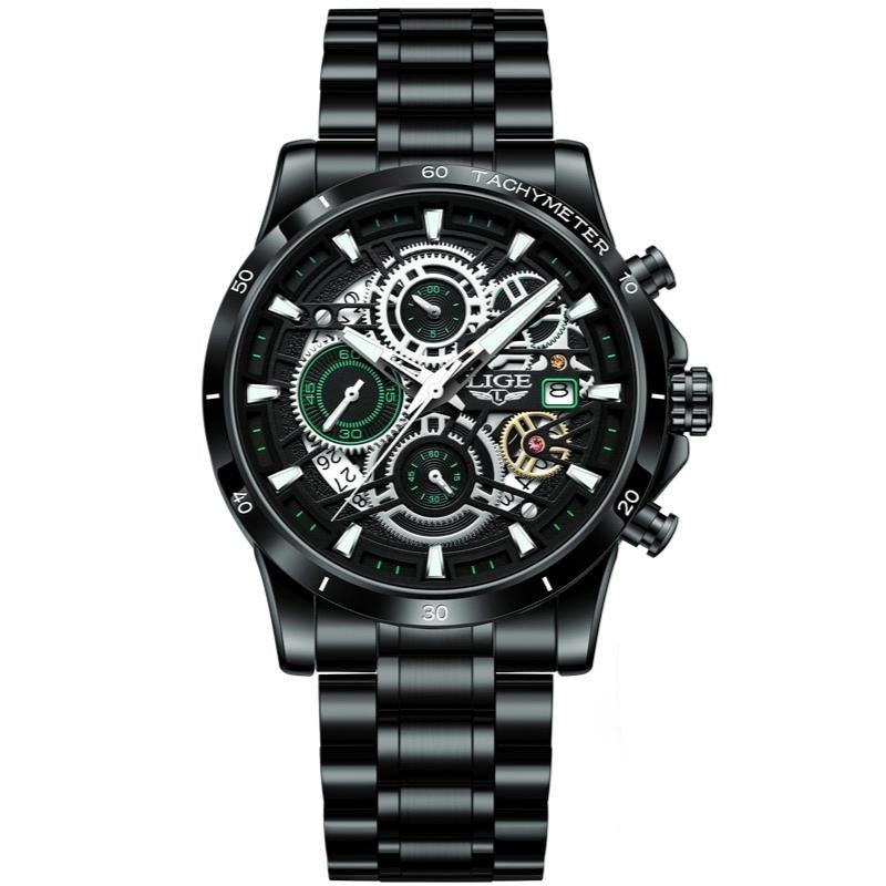 LIGE Skeleton Steel Watch - Trendy and Stylish Design