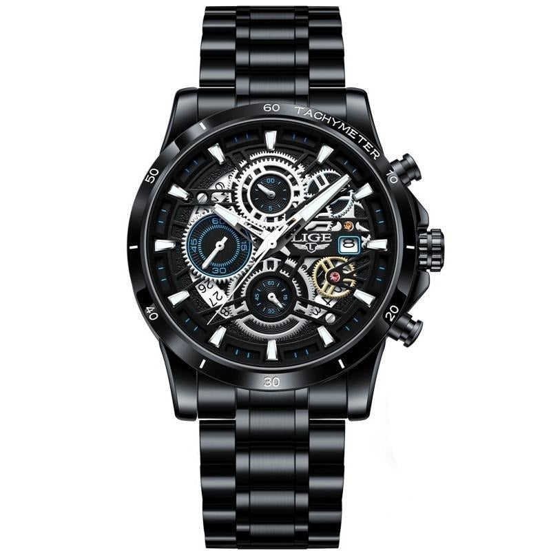 LIGE Skeleton Steel Watch - Trendy and Stylish Design