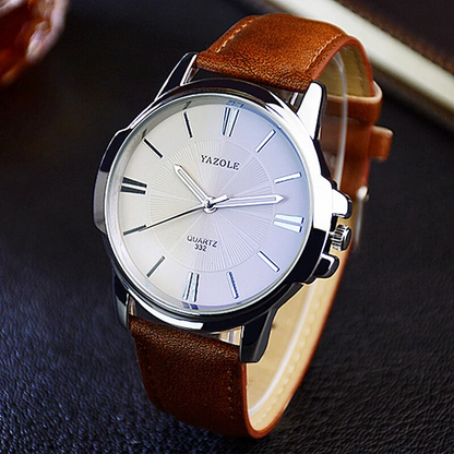 Luxurious Blue Glass Leather Watch