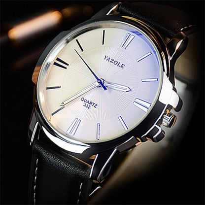 Luxurious Blue Glass Leather Watch