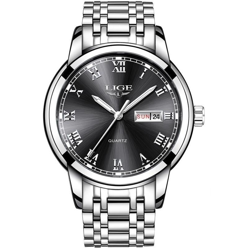 LIGE - Elegant Roman Steel Watch