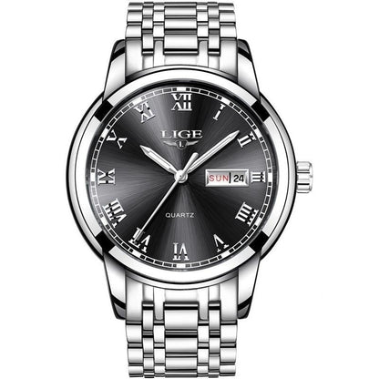 LIGE - Elegant Roman Steel Watch