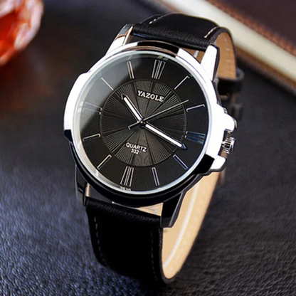 Luxurious Blue Glass Leather Watch