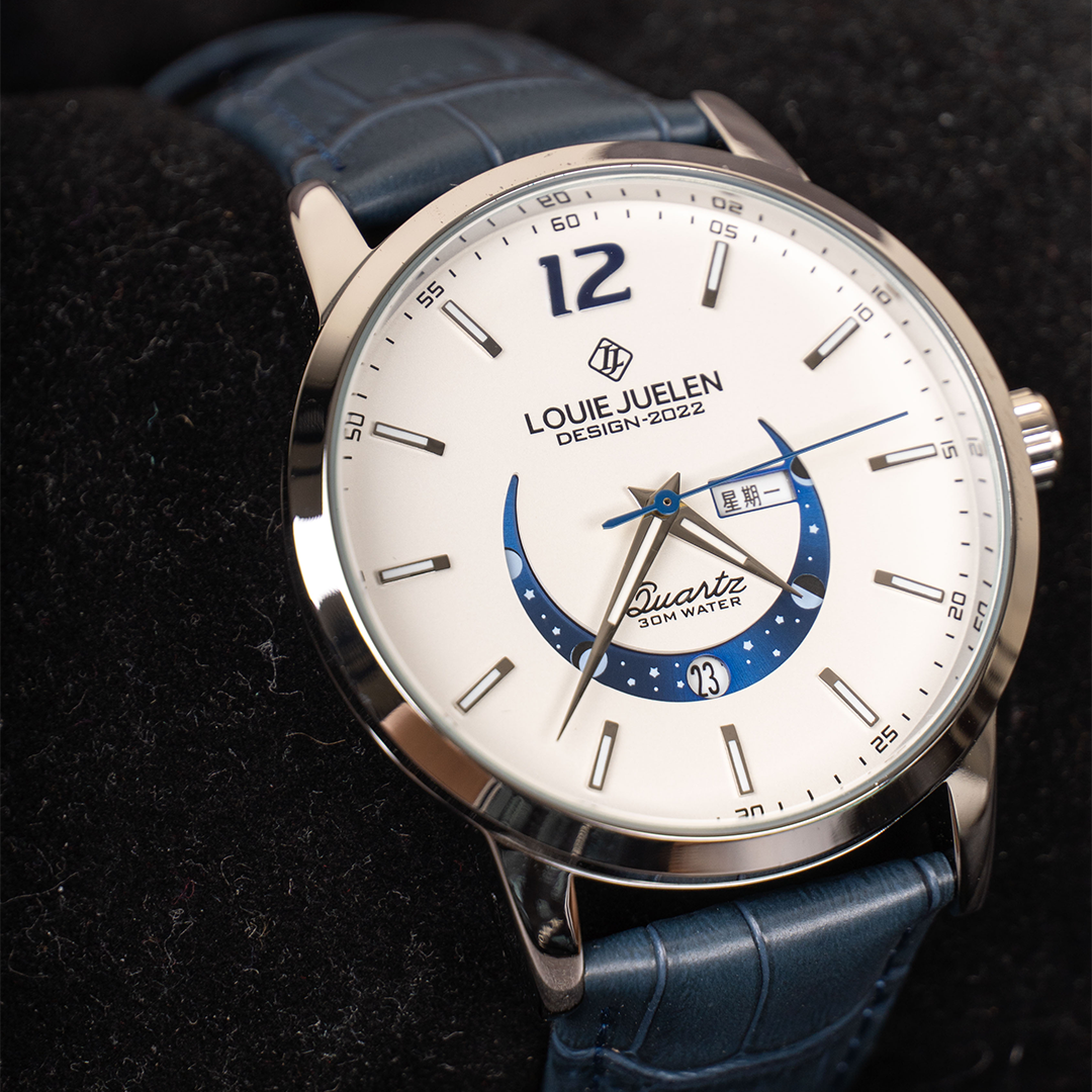 Elegant glowing moon phase clock