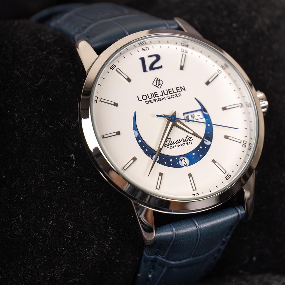 Elegant glowing moon phase clock
