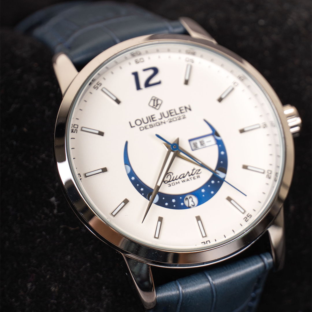 Elegant glowing moon phase clock