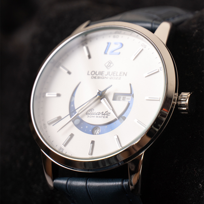 Elegant glowing moon phase clock