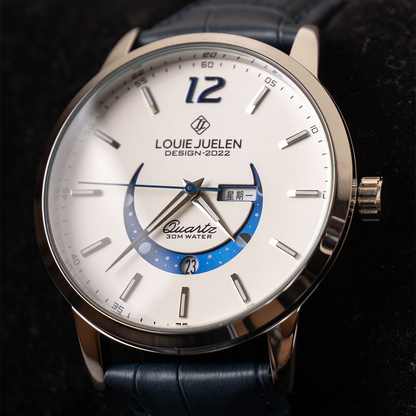 Elegant glowing moon phase clock