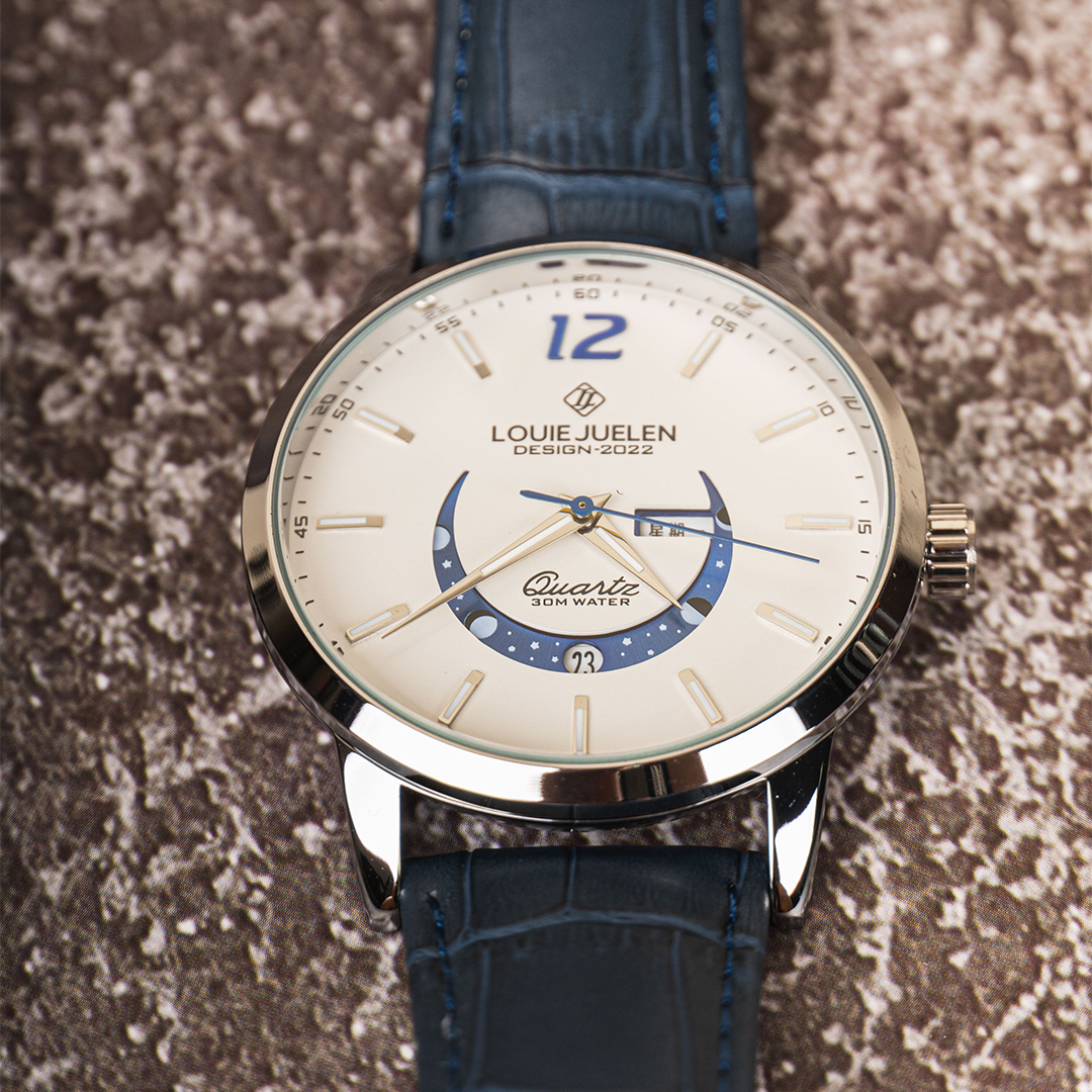 Elegant glowing moon phase clock