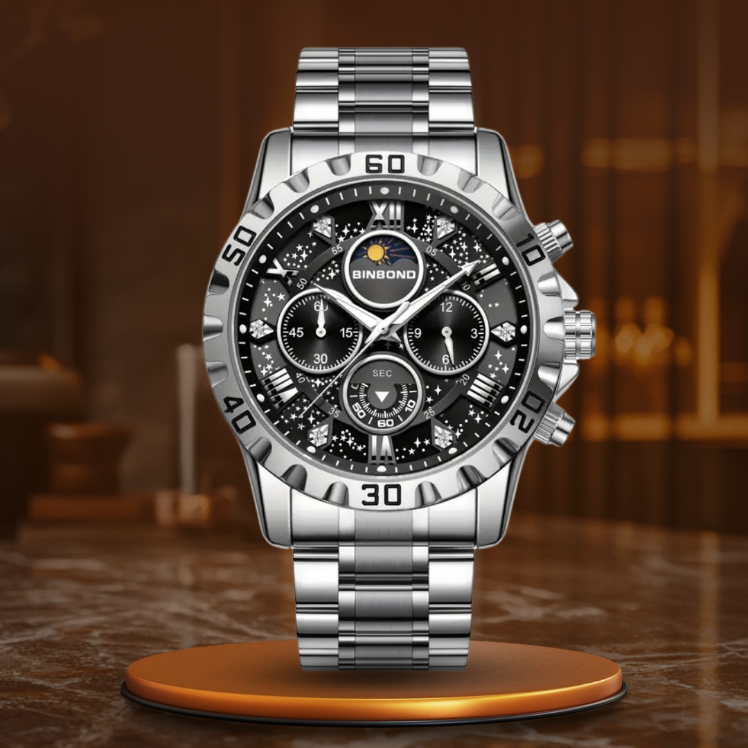 Luxury Chronograph Watch with Metal Strap