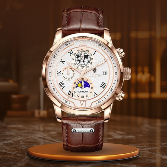 Premium Leather Watch Strap with Chronograph