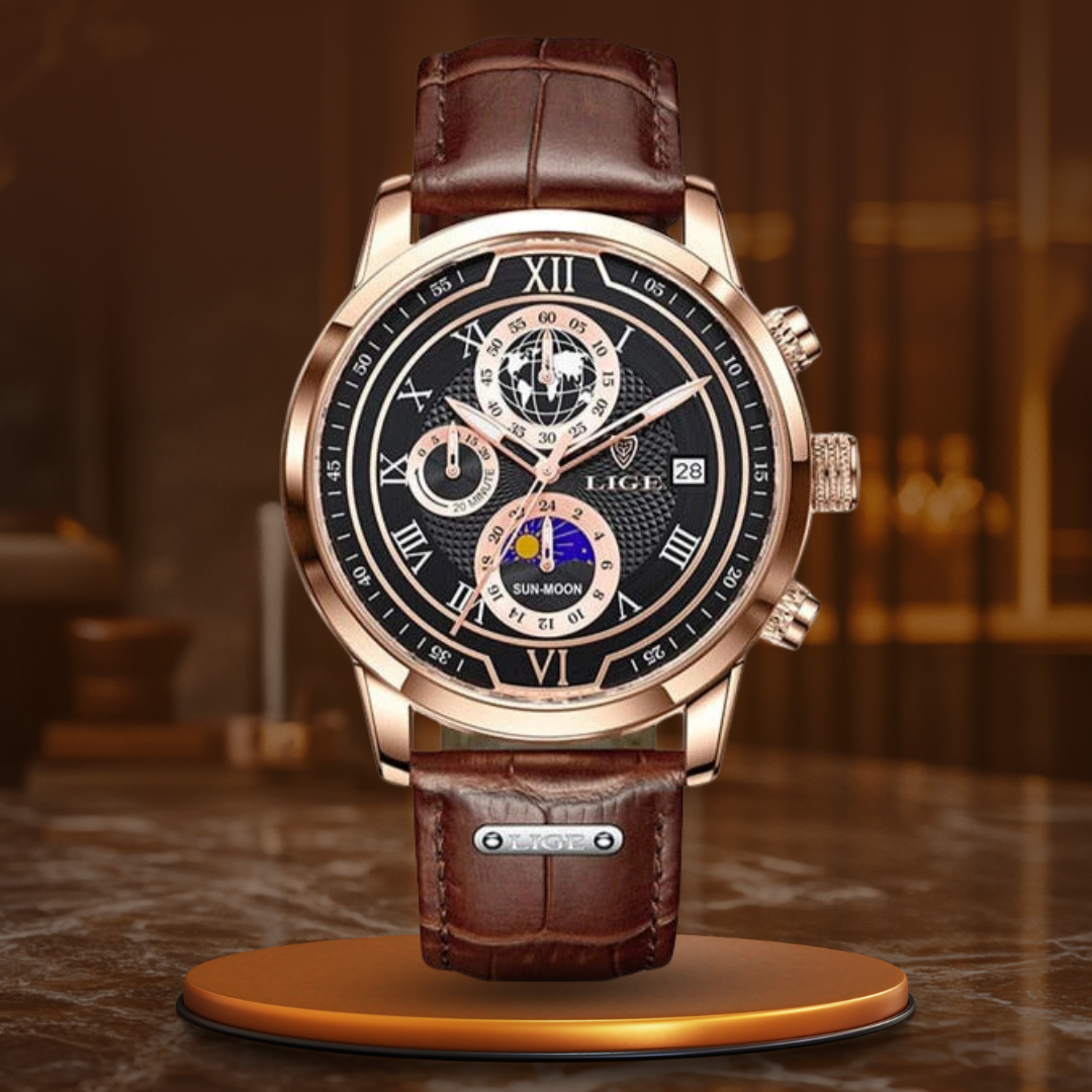 Premium Leather Watch Strap with Chronograph