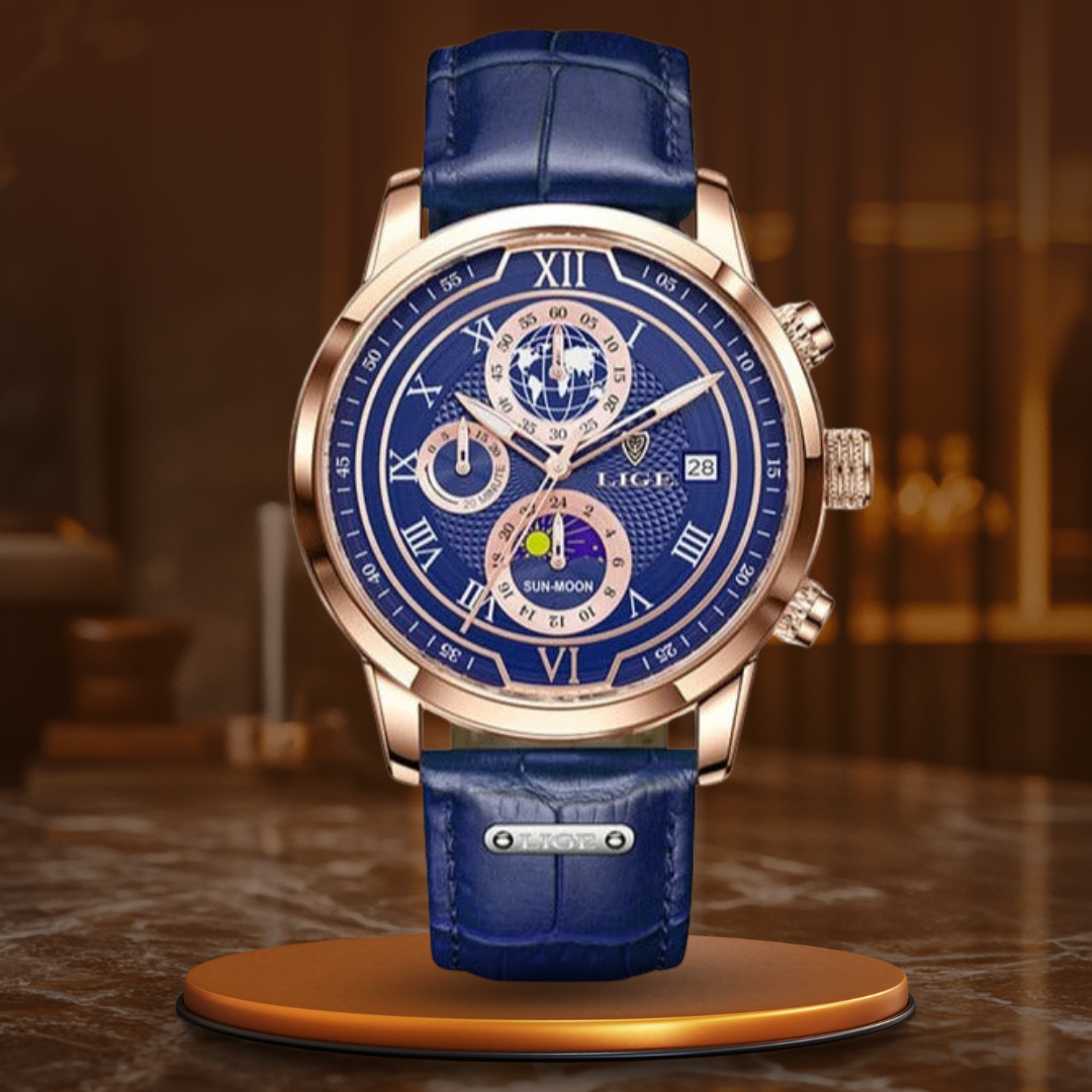 Premium Leather Watch Strap with Chronograph