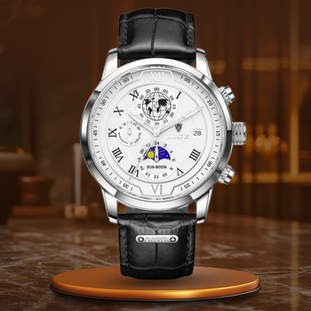 Premium Leather Watch Strap with Chronograph