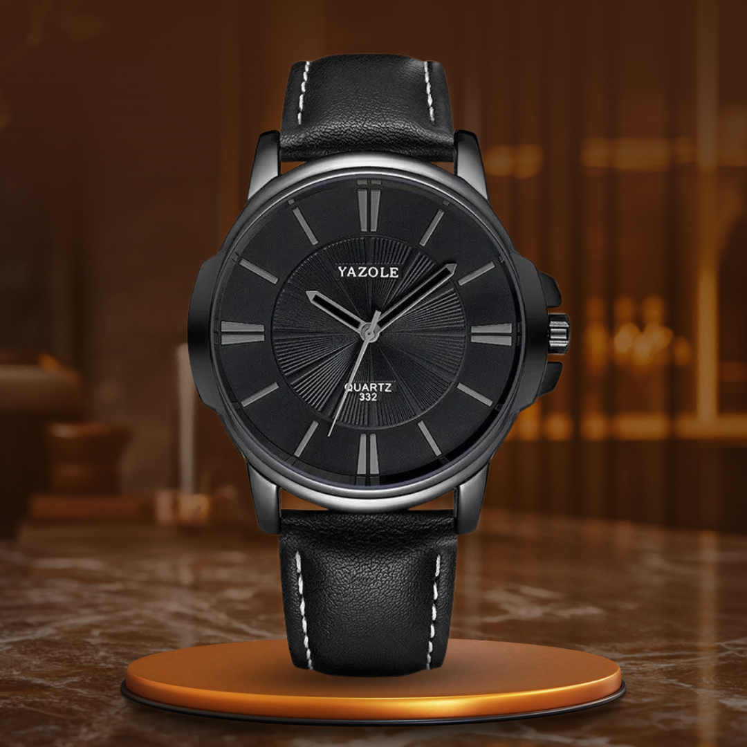 Luxurious Blue Glass Leather Watch