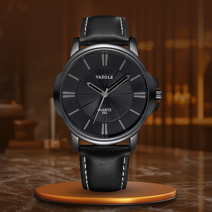 Luxurious Blue Glass Leather Watch