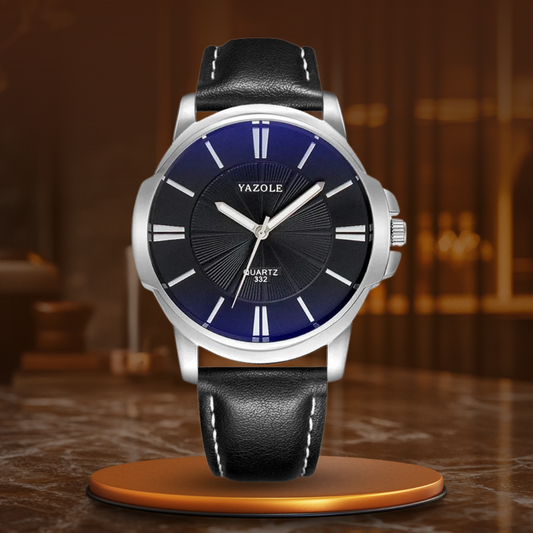 Luxurious Blue Glass Leather Watch