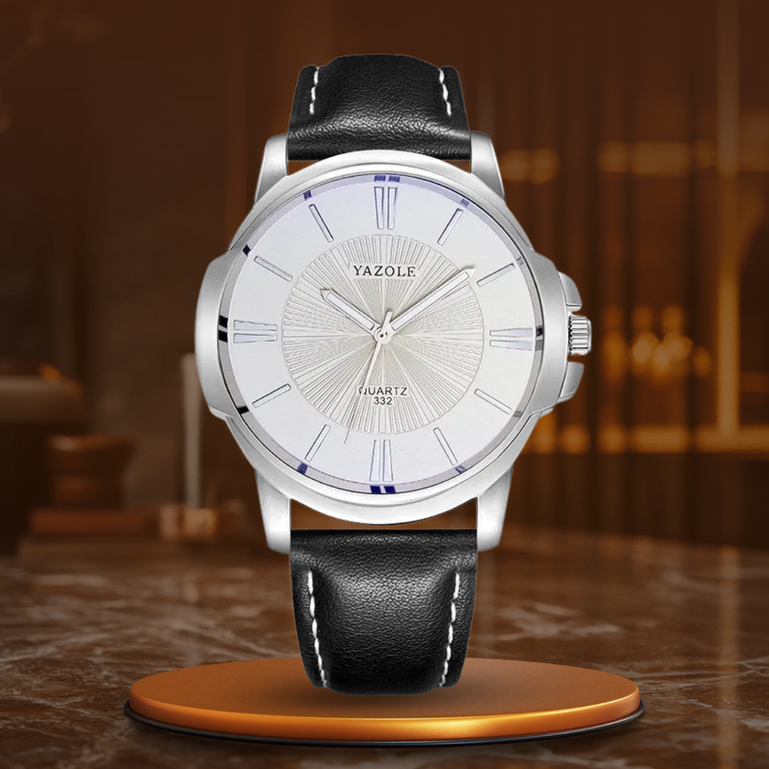 Luxurious Blue Glass Leather Watch