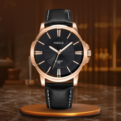 Luxurious Blue Glass Leather Watch