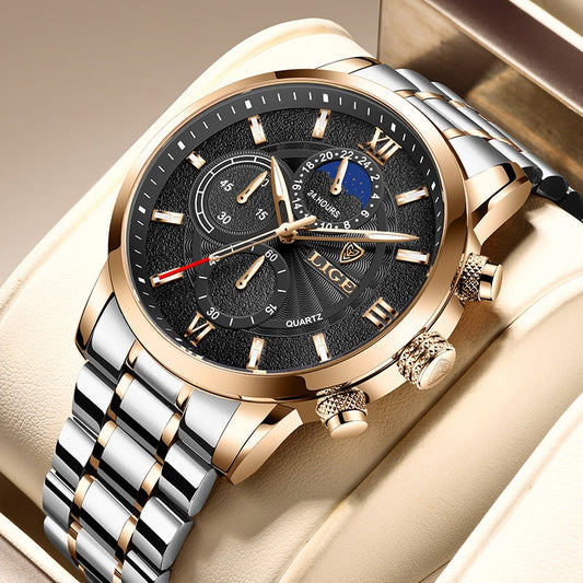 LIGE - Premium Stainless Steel Sports Watch
