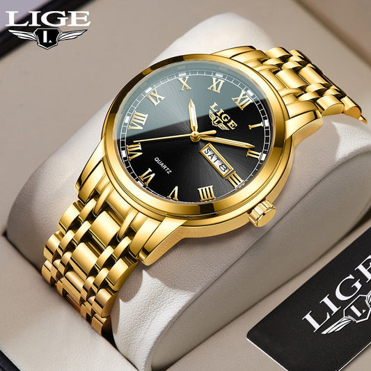 LIGE - Elegant Roman Steel Watch