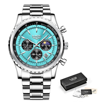 LIGE - Elegant Diamond-Studded Steel Watch