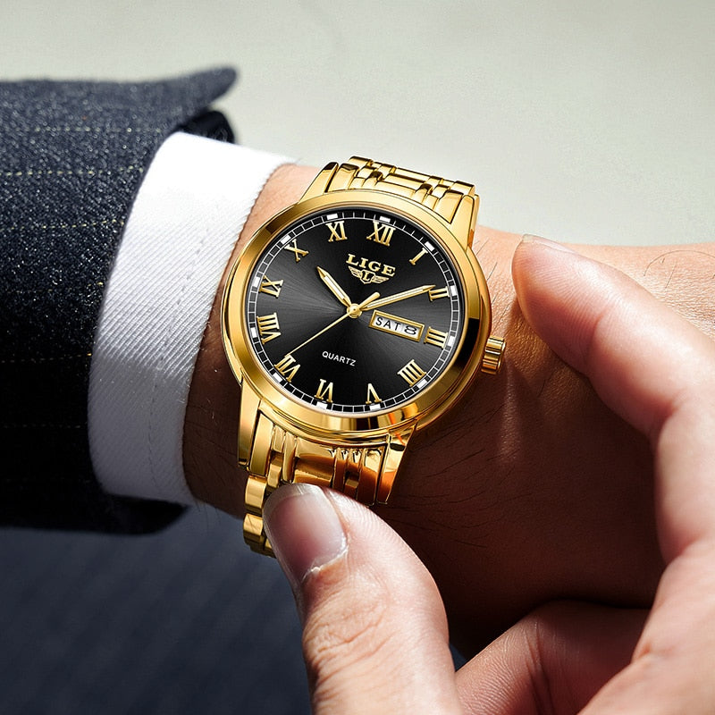 LIGE - Elegant Roman Steel Watch