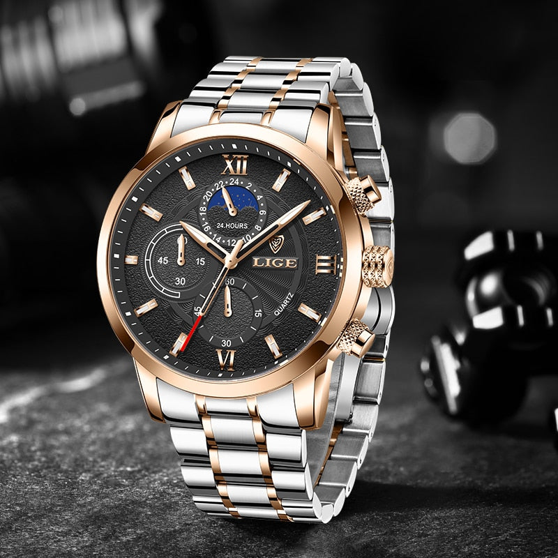 LIGE - Premium Stainless Steel Sports Watch