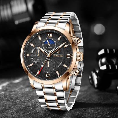 LIGE - Premium Stainless Steel Sports Watch