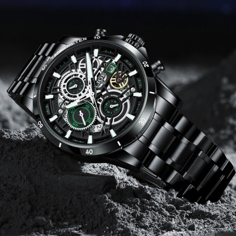 LIGE Skeleton Steel Watch - Trendy and Stylish Design