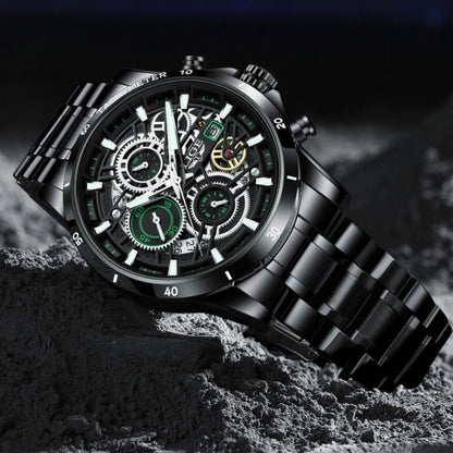 LIGE Skeleton Steel Watch - Trendy and Stylish Design