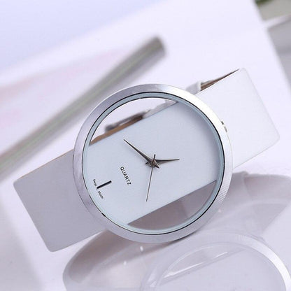 Elegant Quartz Watch with Transparent Dial